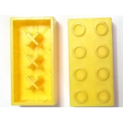 Minitalia Brick 2 x 4 with Bottom X Supports - Yellow