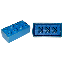 Minitalia Brick 2 x 4 with Bottom X Supports - Blue