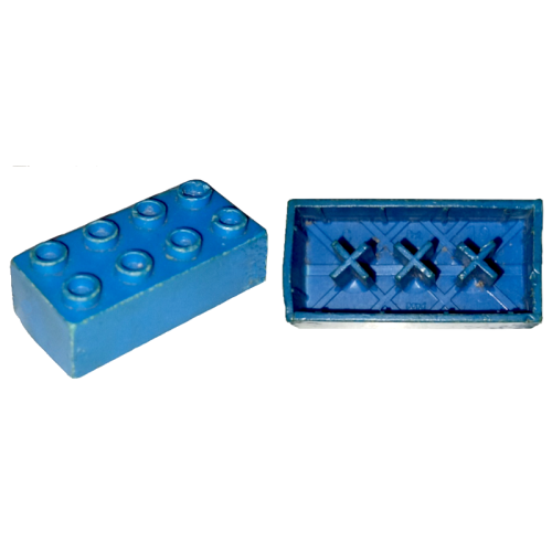 Деталь LEGO 3001miA Minitalia Brick 2 x 4 with Bottom X Supports - Blue