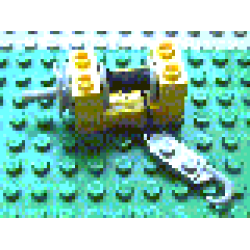 String Reel Winch 2 x 4 x 2 with Light Gray Drum with Black String and Light Gray Crane Hook Left - Yellow