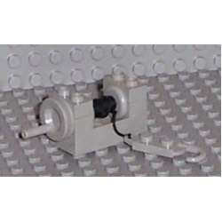 String Reel Winch 2 x 4 x 2 with Light Gray Drum with Black String and Light Gray Crane Hook Left - Light Gray