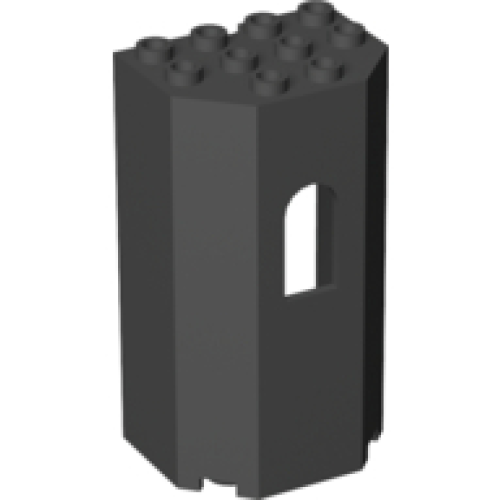 Деталь LEGO 30246 Panel 3 x 4 x 6 Turret Wall with Window - Black