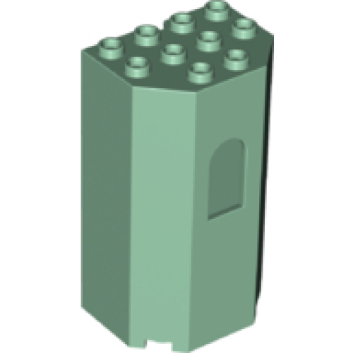 Деталь LEGO 30246 Panel 3 x 4 x 6 Turret Wall with Window - Sand Green