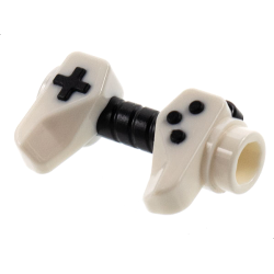 Minifigure, Utensil Game Controller, Holes on Sides for Bar with Molded Black Buttons and Center Handle Pattern - White