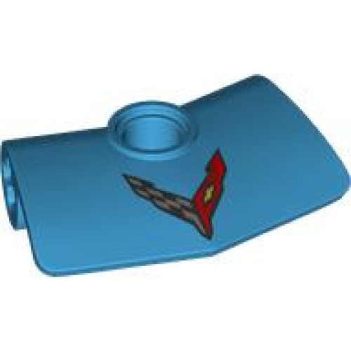 Деталь LEGO 2457pb02 Technic, Panel Curved # 3 2 x 3 x 1 Angled with Corvette Racing Logo Pattern - Dark Azure