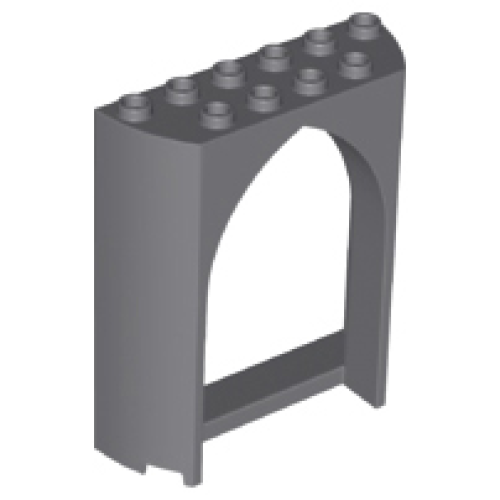 Деталь LEGO 35565 Panel 2 x 6 x 6 with Pointed Arch - Dark Bluish Gray