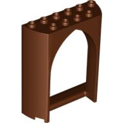 Деталь LEGO 35565 Panel 2 x 6 x 6 with Pointed Arch - Reddish Brown
