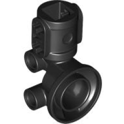 Technic, Steering, Wheel Hub Holder / Shock Absorber Head with 2 Pin Joiners and Shaft with 2 Axle Holes - Black