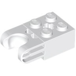 Technic, Brick Modified 2 x 2 with Ball Socket and Axle Hole - Straight Forks with Round Ends and Closed Sides - White Technic, Brick Modified 2 x 2 with Ball Socket and Axle Hole - Straight Forks with Round Ends and Closed Sides - White