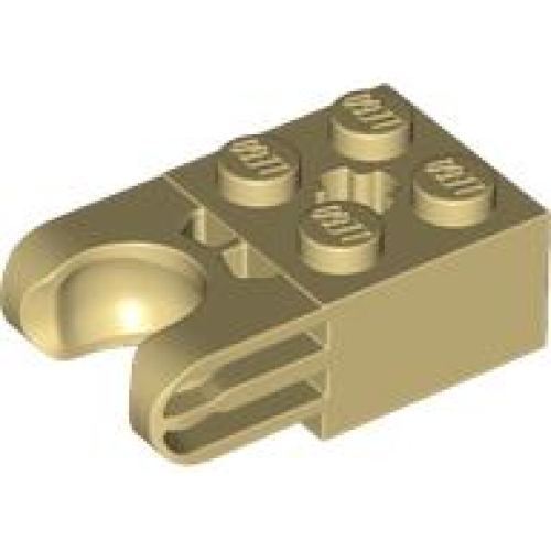 Деталь LEGO 67696 Technic, Brick Modified 2 x 2 with Ball Socket and Axle Hole - Straight Forks with Round Ends and Closed Sides - Tan