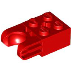 Technic, Brick Modified 2 x 2 with Ball Socket and Axle Hole - Straight Forks with Round Ends and Closed Sides - Red Technic, Brick Modified 2 x 2 with Ball Socket and Axle Hole - Straight Forks with Round Ends and Closed Sides - Red