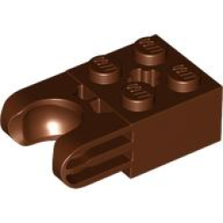 Technic, Brick Modified 2 x 2 with Ball Socket and Axle Hole - Straight Forks with Round Ends and Closed Sides - Reddish Brown Technic, Brick Modified 2 x 2 with Ball Socket and Axle Hole - Straight Forks with Round Ends and Closed Sides - Reddish Brown