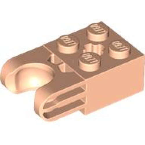 Деталь LEGO 67696 Technic, Brick Modified 2 x 2 with Ball Socket and Axle Hole - Straight Forks with Round Ends and Closed Sides - Light Nougat