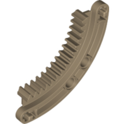 Деталь LEGO 78442 Technic, Gear Rack 6 x 6 Curved - Dark Tan
