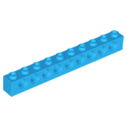 Technic, Brick 1 x 10 with Holes - Dark Azure Technic, Brick 1 x 10 with Holes - Dark Azure