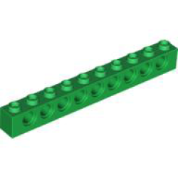 Technic, Brick 1 x 10 with Holes - Green