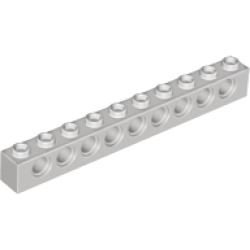 Technic, Brick 1 x 10 with Holes - Light Gray