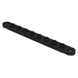 Technic, Plate 1 x 10 with Toothed Ends - Black