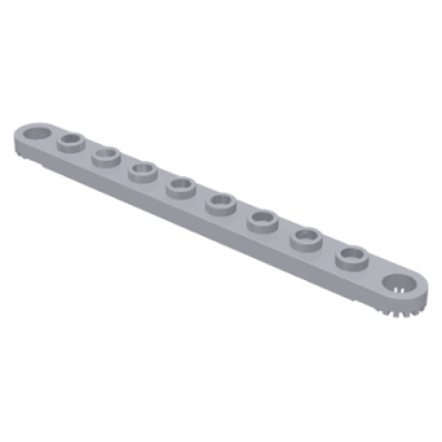 Деталь LEGO 2719 Technic, Plate 1 x 10 with Toothed Ends - Light Bluish Gray