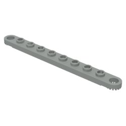 Technic, Plate 1 x 10 with Toothed Ends - Light Gray