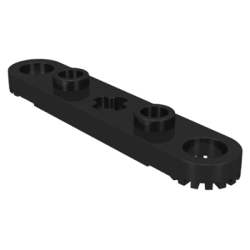 Technic, Plate 1 x 5 with Toothed Ends, 2 Studs and Center Axle Hole - Black