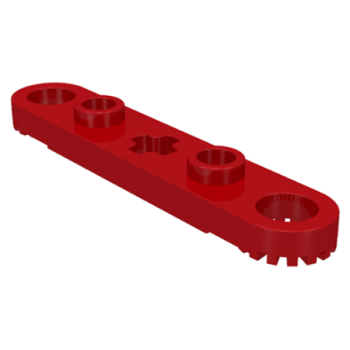 Деталь LEGO 2711 Technic, Plate 1 x 5 with Toothed Ends, 2 Studs and Center Axle Hole - Red
