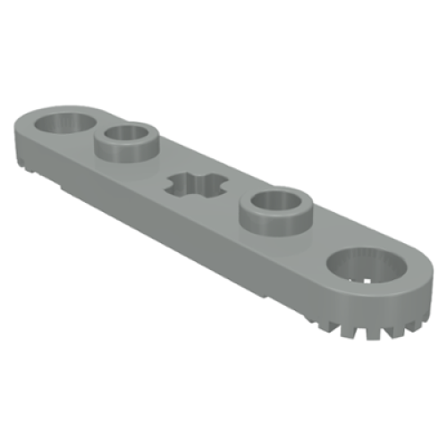 Деталь LEGO 2711 Technic, Plate 1 x 5 with Toothed Ends, 2 Studs and Center Axle Hole - Light Gray