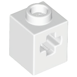 Technic, Brick 1 x 1 with Axle Hole - White