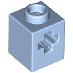 Technic, Brick 1 x 1 with Axle Hole - Bright Light Blue