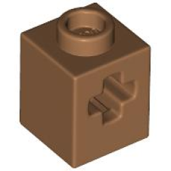 Technic, Brick 1 x 1 with Axle Hole - Medium Nougat