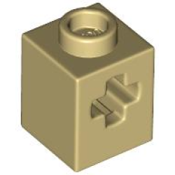 Technic, Brick 1 x 1 with Axle Hole - Tan