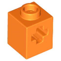 Technic, Brick 1 x 1 with Axle Hole - Orange