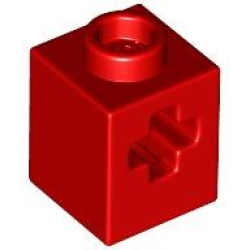 Technic, Brick 1 x 1 with Axle Hole - Red