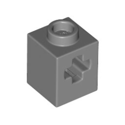 Technic, Brick 1 x 1 with Axle Hole - Dark Bluish Gray