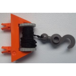 String Reel 1 x 4 x 2 Complete with Black String and Dark Gray Hook with Tow Ball - Orange