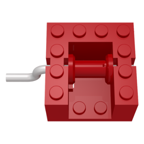Деталь LEGO bb0067 String Reel Winch 4 x 4 x 2 with Metal Handle (Red Drum) - Red