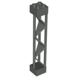 Support 2 x 2 x 10 Girder Triangular Vertical - Type 1 - Solid Top, 3 Posts - Dark Gray