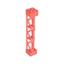 Support 2 x 2 x 10 Girder Triangular Vertical - Type 4 - 3 Posts, 3 Sections - Coral