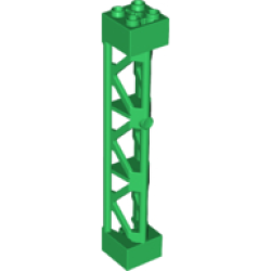 Support 2 x 2 x 10 Girder Triangular Vertical - Type 4 - 3 Posts, 3 Sections - Green