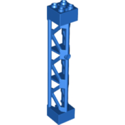 Support 2 x 2 x 10 Girder Triangular Vertical - Type 4 - 3 Posts, 3 Sections - Blue