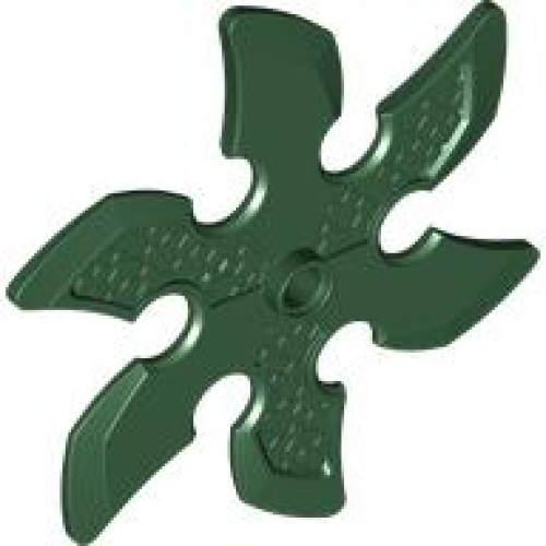 Деталь LEGO 41125 Technic Circular Saw Blade with Pin Hole and Six Teeth (Large Shuriken Throwing Star) - Dark Green