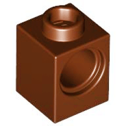 Technic, Brick 1 x 1 with Hole - Reddish Brown Technic, Brick 1 x 1 with Hole - Reddish Brown