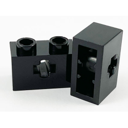 Technic, Brick 1 x 2 with Axle Hole and Inside Side Supports - Black Technic, Brick 1 x 2 with Axle Hole and Inside Side Supports - Black