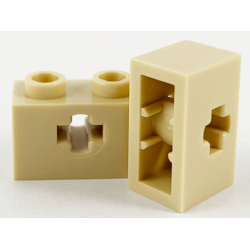 Technic, Brick 1 x 2 with Axle Hole and Inside Side Supports - Tan Technic, Brick 1 x 2 with Axle Hole and Inside Side Supports - Tan