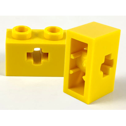 Technic, Brick 1 x 2 with Axle Hole and Inside Side Supports - Yellow Technic, Brick 1 x 2 with Axle Hole and Inside Side Supports - Yellow