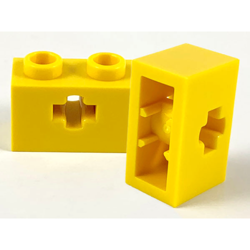Деталь LEGO 32064a Technic, Brick 1 x 2 with Axle Hole and Inside Side Supports - Yellow