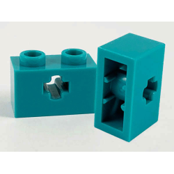 Technic, Brick 1 x 2 with Axle Hole and Inside Side Supports - Dark Turquoise Technic, Brick 1 x 2 with Axle Hole and Inside Side Supports - Dark Turquoise