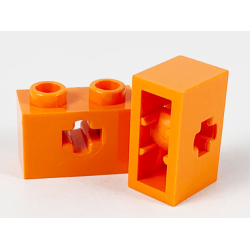 Technic, Brick 1 x 2 with Axle Hole and Inside Side Supports - Orange Technic, Brick 1 x 2 with Axle Hole and Inside Side Supports - Orange