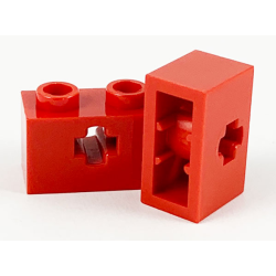 Technic, Brick 1 x 2 with Axle Hole and Inside Side Supports - Red Technic, Brick 1 x 2 with Axle Hole and Inside Side Supports - Red