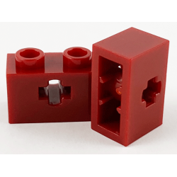 Technic, Brick 1 x 2 with Axle Hole and Inside Side Supports - Dark Red Technic, Brick 1 x 2 with Axle Hole and Inside Side Supports - Dark Red